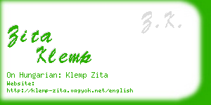 zita klemp business card